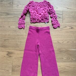Cult Gaia Pink Crochet Top and Pants Set -Kids 4T